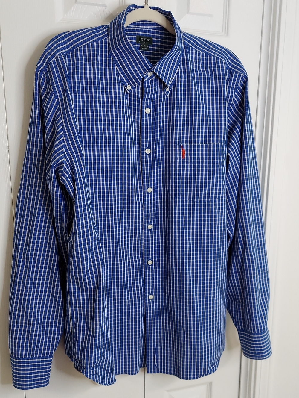 J. Crew Shirt, Size XL, Buttondown, Cotton, Blue, Embroidered
